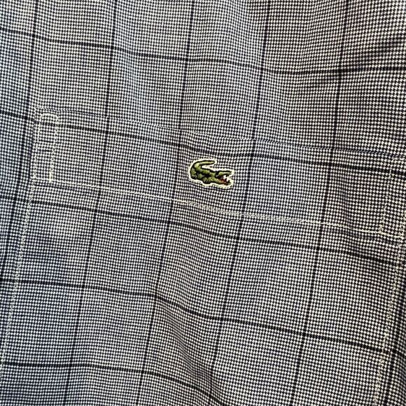 Lacoste size 44 blue checked button down shirt - Picture 4 of 9